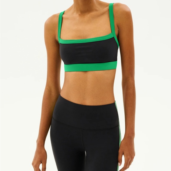 Green and Black Women's Sports Bra - Picture 1 of 2